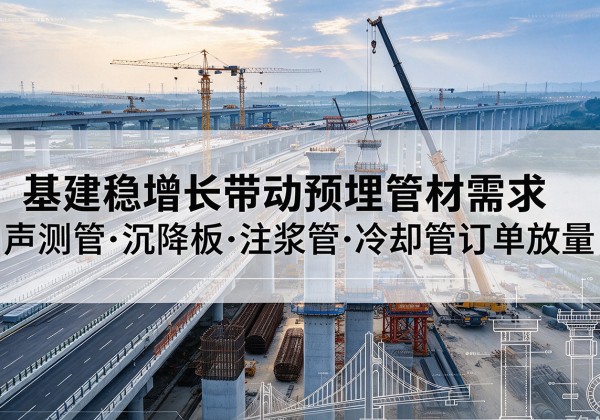 利辛基建稳增长带动预埋监测管材需求，声测管、沉降板、注浆管订单持续放量